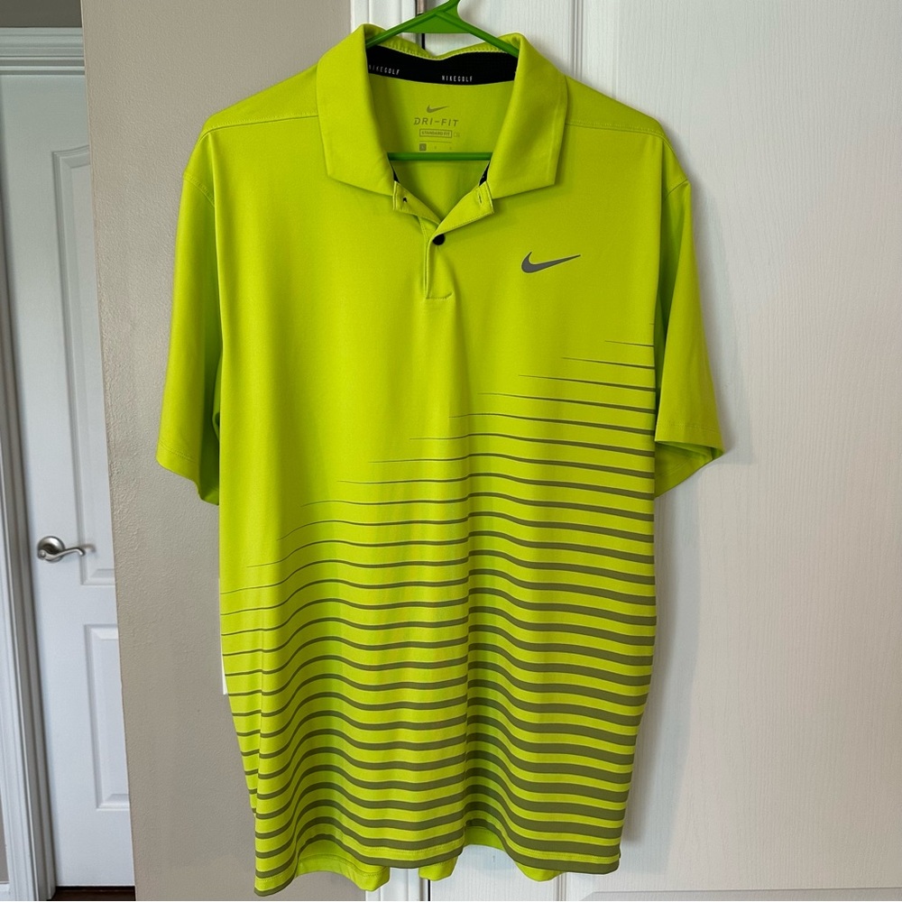 Neon Yellow/Green Nike Dri-Fit Polo - Large